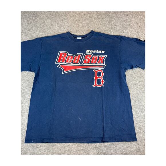 VINTAGE 90s MLB Boston Red Sox Starter Shirt Mens XL Blue Single Stitch Tee - Picture 1 of 6
